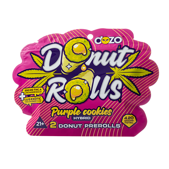 Dozo Donut Rolls Live Rosin + THC-A Exotic flower  2 x Prerolls | 4.2 Gram total