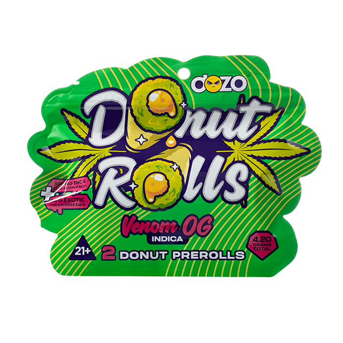 Dozo Donut Rolls Live Rosin + THC-A Exotic flower  2 x Prerolls | 4.2 Gram total