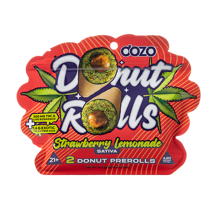 Dozo Donut Rolls Live Rosin + THC-A Exotic flower  2 x Prerolls | 4.2 Gram total