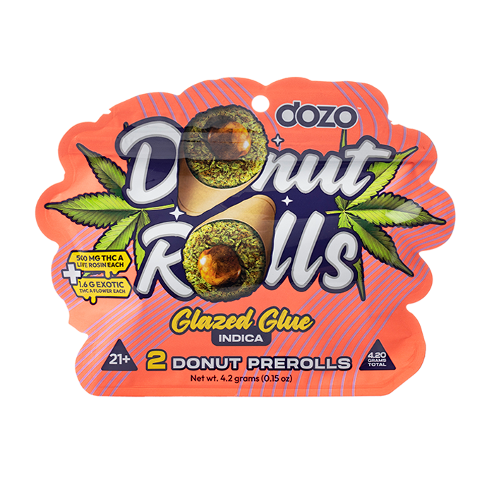 Dozo Donut Rolls Live Rosin + THC-A Exotic flower  2 x Prerolls | 4.2 Gram total