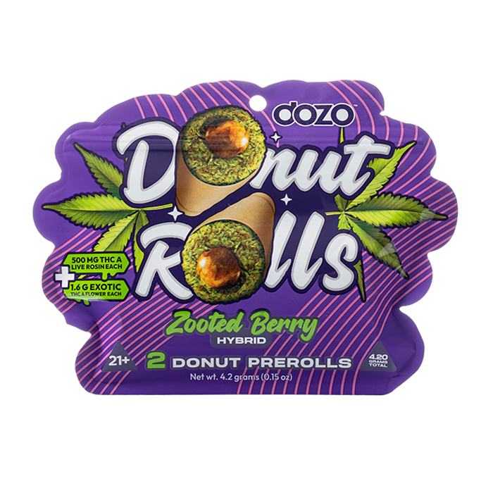 Dozo Donut Rolls Live Rosin + THC-A Exotic flower  2 x Prerolls | 4.2 Gram total