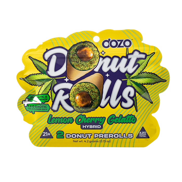 Dozo Donut Rolls Live Rosin + THC-A Exotic flower  2 x Prerolls | 4.2 Gram total